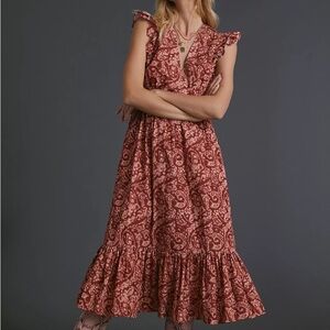 Atsu Altamira Midi Dress in Red Motif